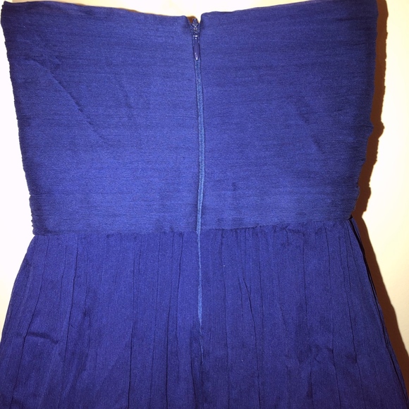 J CREW silk strapless zip back blue maxi dress - Picture 5 of 8